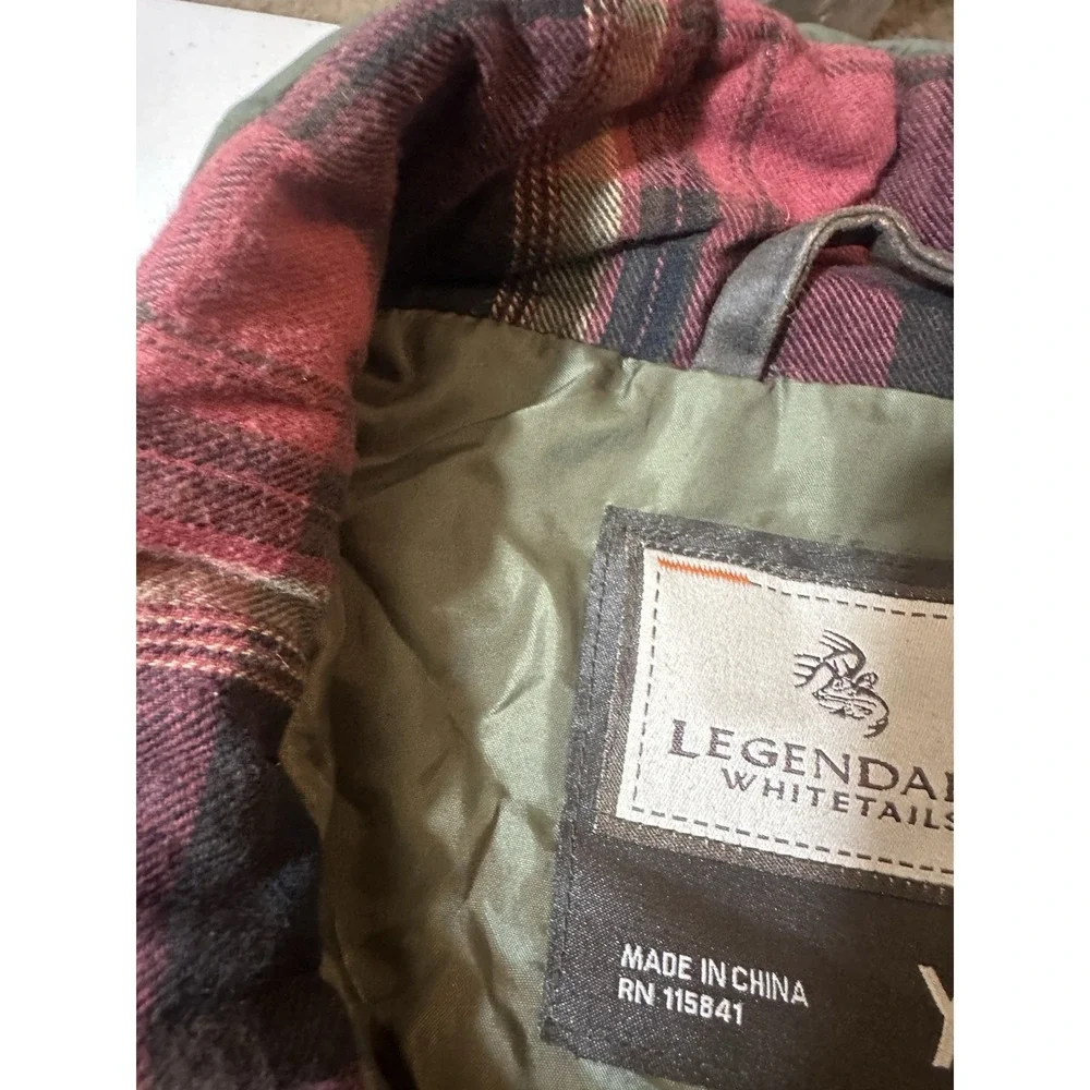 Legendary Whitetails Mens Vest XL Olive Green Puffer Flannel Lined Toggle